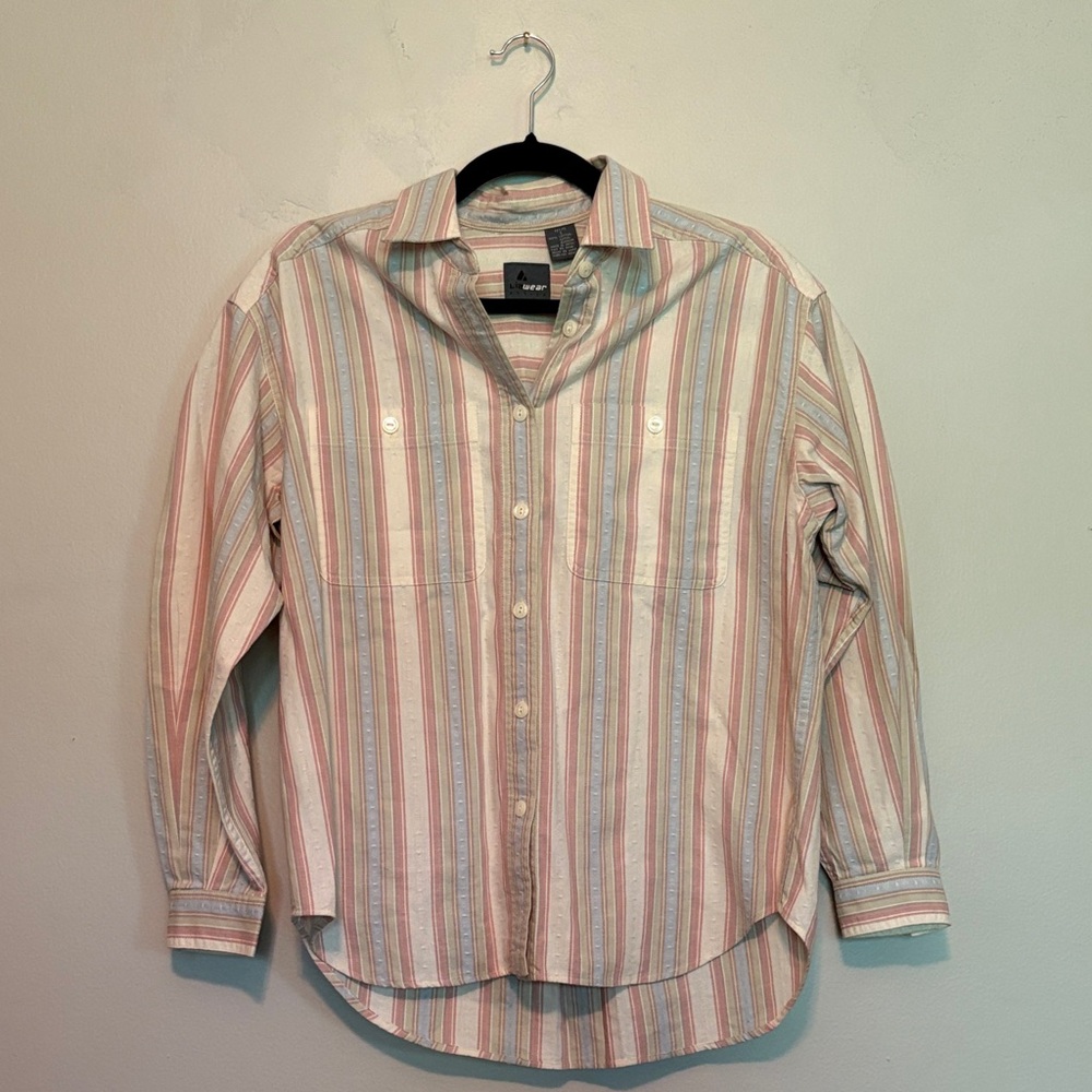 Vintage Lizwear Women’s Size SP Pastel Rainbow Button Down Shirt